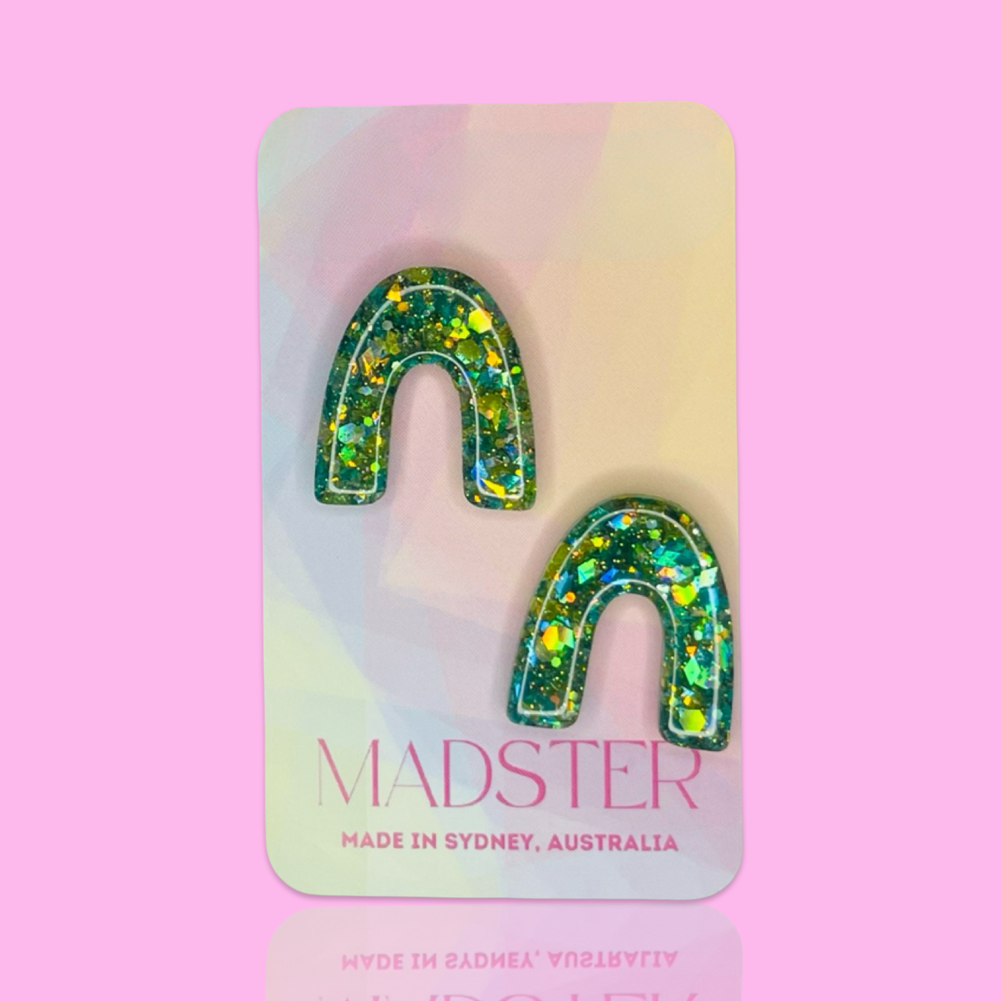Green Horseshoe Studs