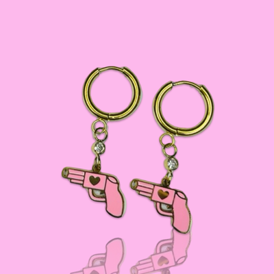Gold Love Gun Earrings