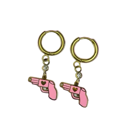 Gold Love Gun Earrings