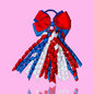 Red, Blue & White Ribbon Hair Bow with Curls