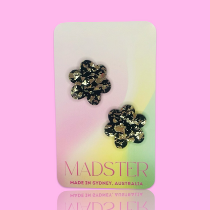 Black Gold Stud Earrings