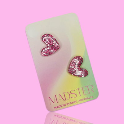Pink Heart Studs