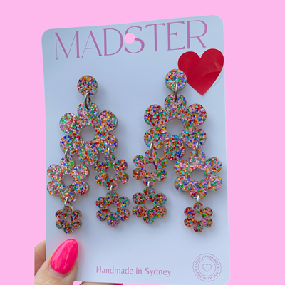 Flower Statement Dangle Earrings