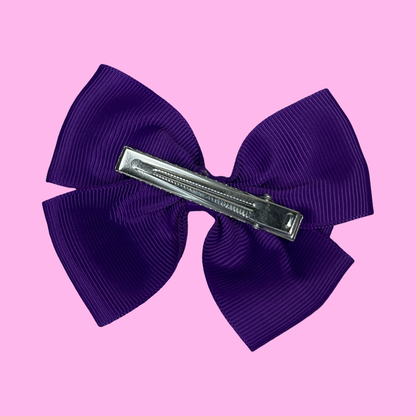 Kids Ribbon Bow Hair Clip - Dark Purple