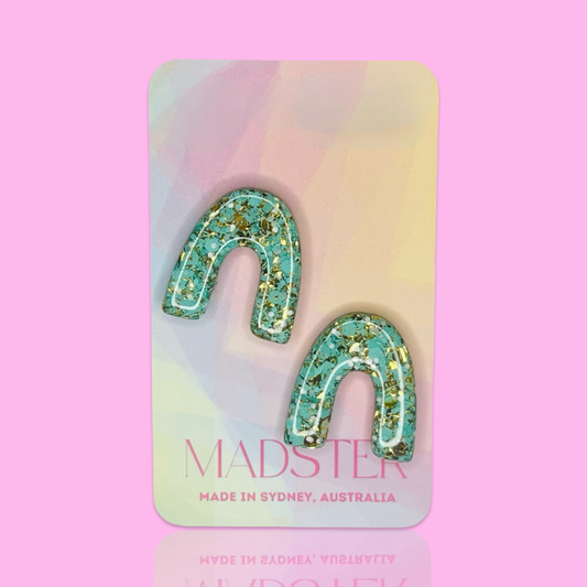 Golden Sage Horseshoe Studs