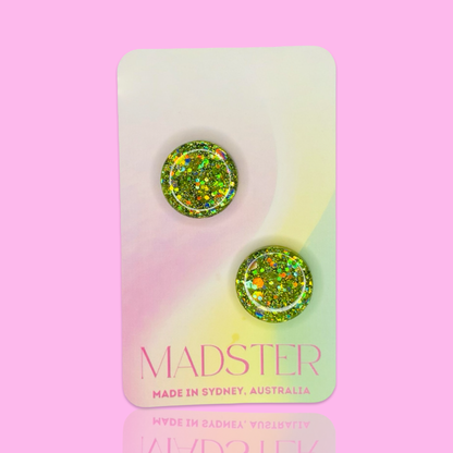 Sparkly Green Stud Earrings