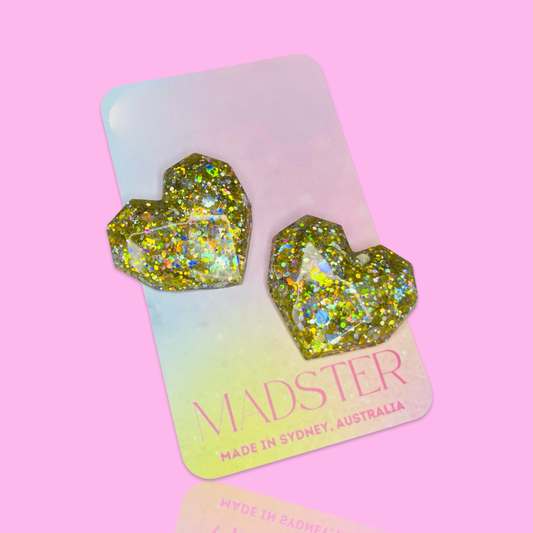 3D Large Heart Studs 35mm