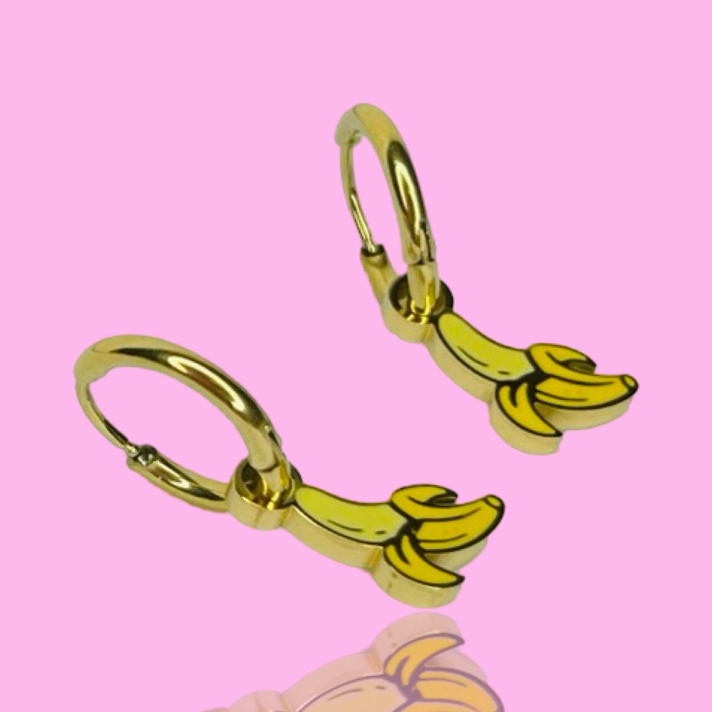 Gold Mini Hoop Banana Earrings