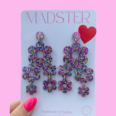 Flower Statement Dangle Earrings