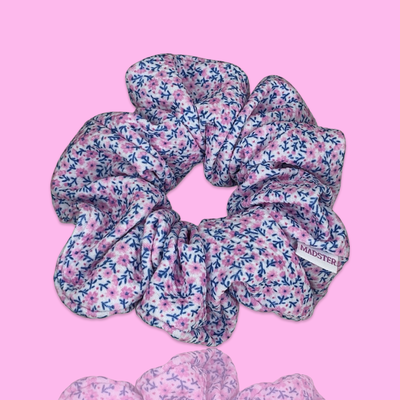 Soft and Fluffy Large Scrunchies - Pink Flowers