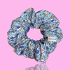 LARGE Blue Floral Scrunchies