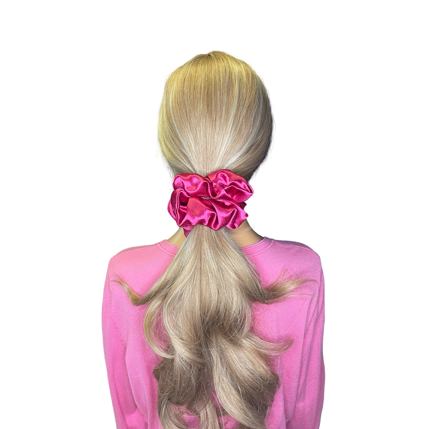 Deluxe Silk Satin Scrunchies Large  - Fuchsia