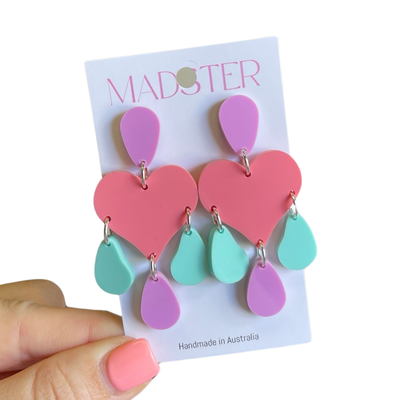 Poppies Hearts Dangle Earrings