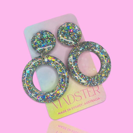 Holographic Silver Dangle Earrings