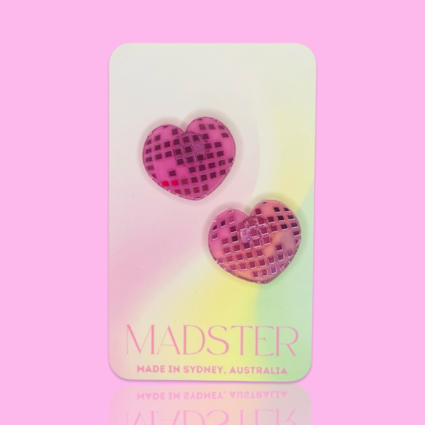Disco Heart Studs 2.5cm