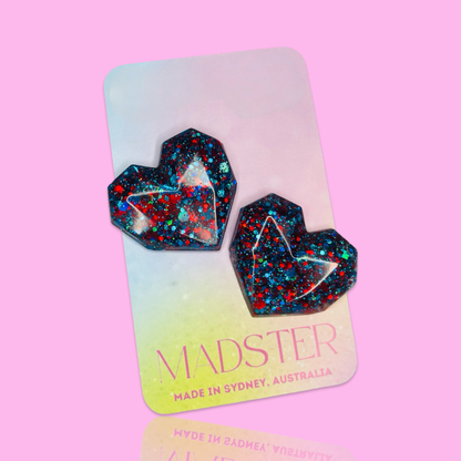 3D Large Heart Studs 35mm