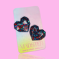 3D Large Heart Studs 35mm