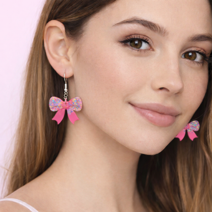 Pink Bow Earrings