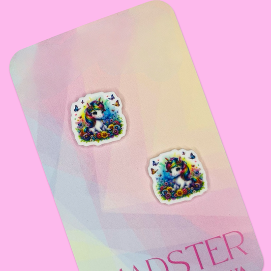 Rainbow Unicorn Studs