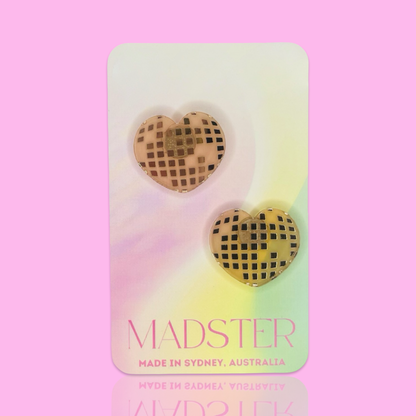 Disco Heart Stud Earrings