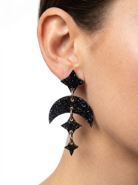 Celestial Black Dangle Earrings