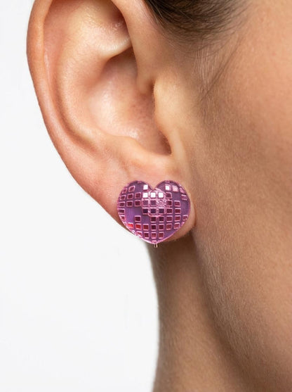 Disco Heart Stud Earrings