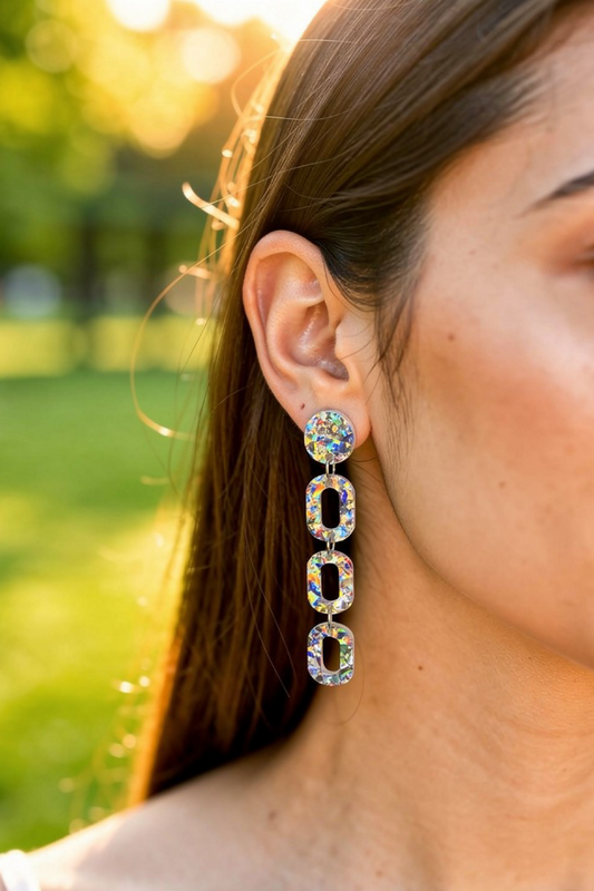 Holographic Silver Chain Dangles