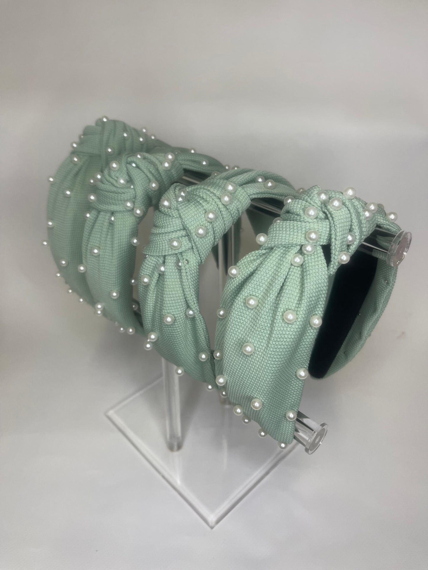 Knotted Pearl Headband - Khaki