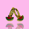 Gold Mini Hoop Watermelon Earrings