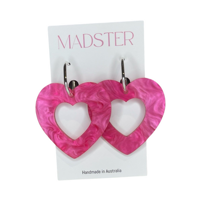 Amore Pink Heart Huggie Hoops