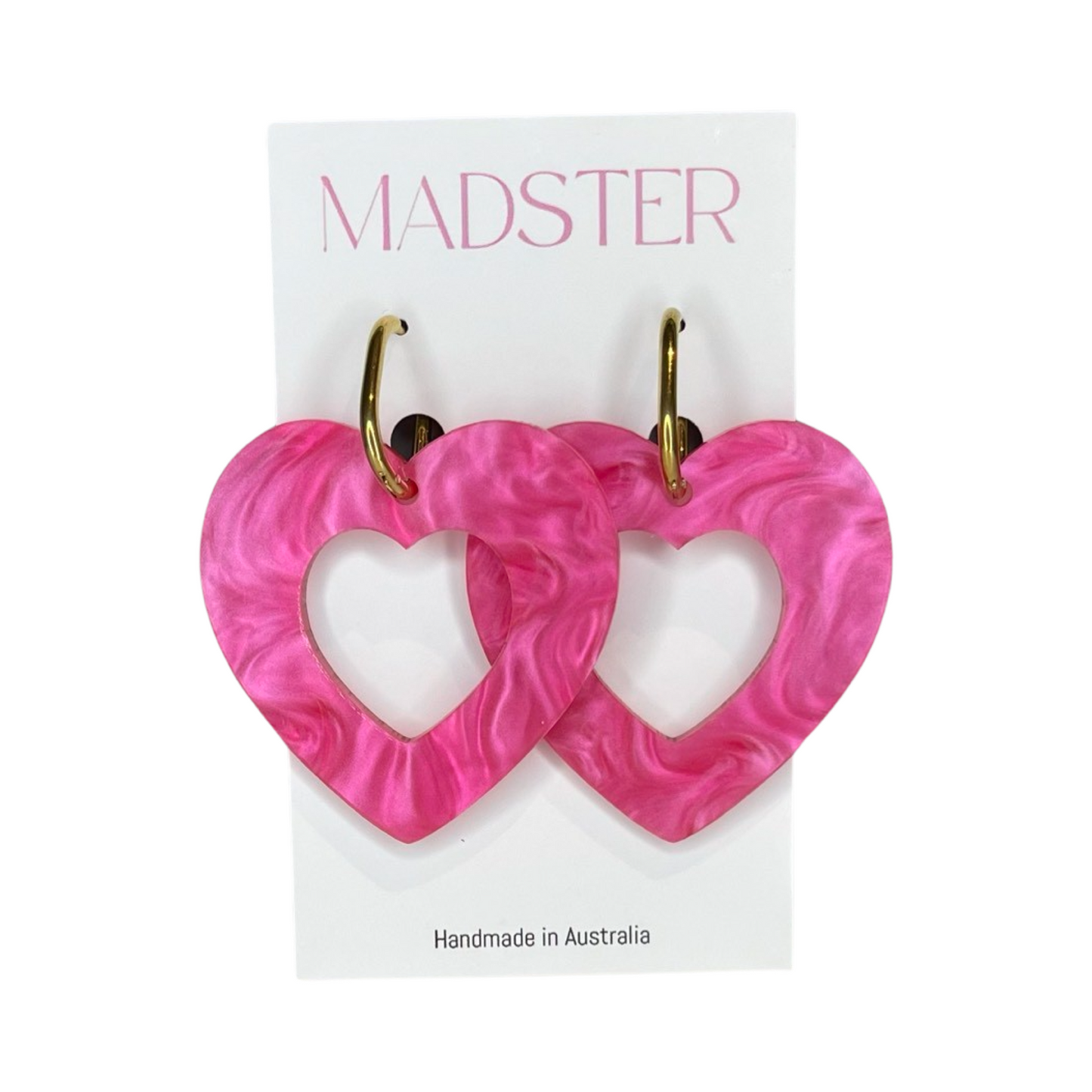 Amore Pink Heart Huggie Hoops