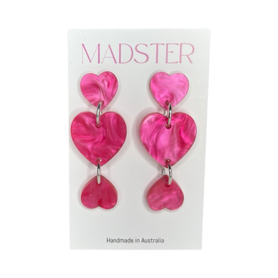 Trio Pink Heart Dangles