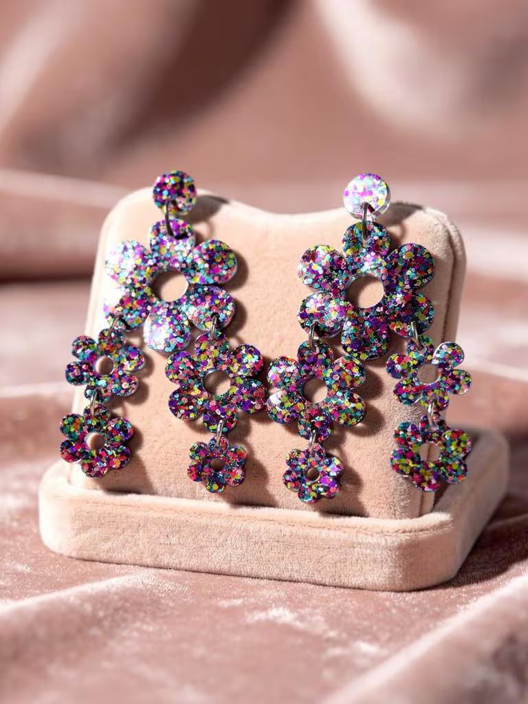 Purple Flower Luxury Dangle Earrings