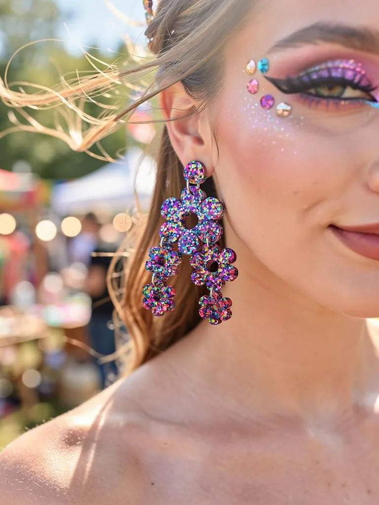 Purple Flower Luxury Dangle Earrings