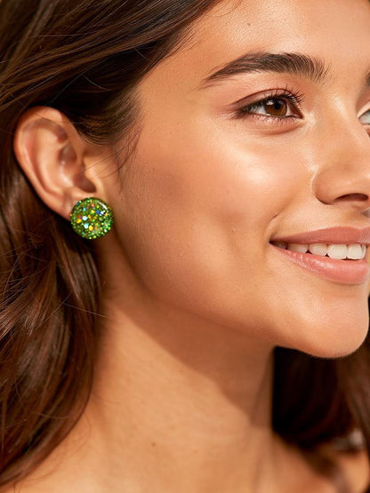 Sparkly Green Stud Earrings