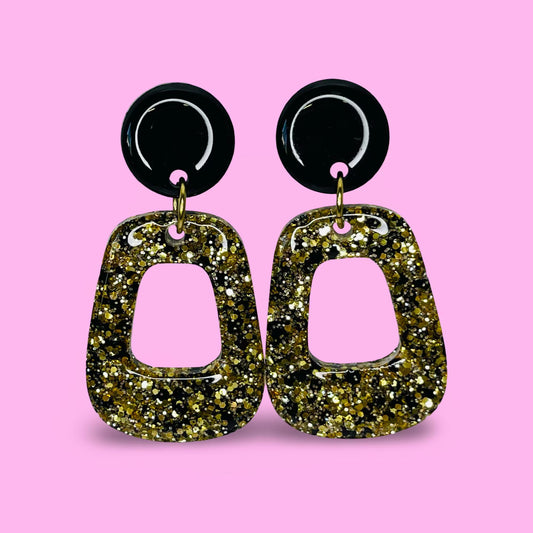 Gold Black Cleopatra Dangles