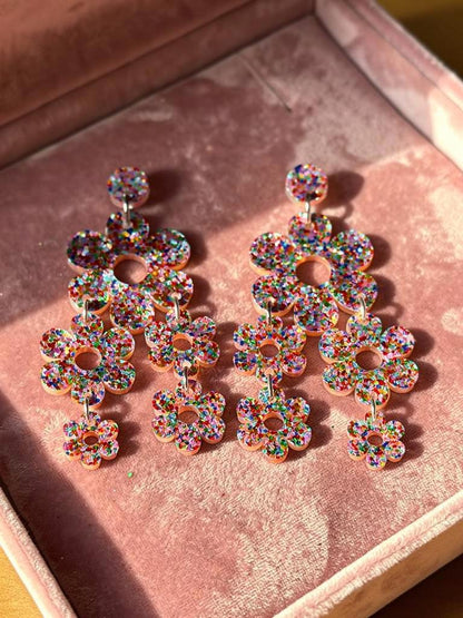 Rainbow Flower Luxury Dangle Earrings