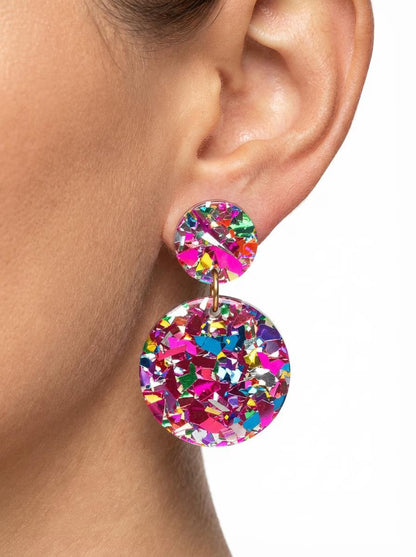 Pink Sparkly Statement Earrings