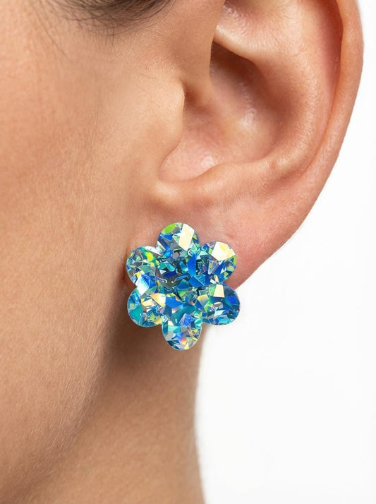 Holographic Blue & Green Stud Earrings