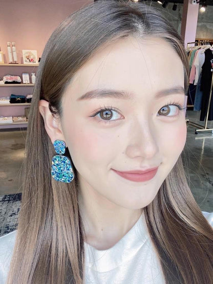 Blue Sparkly Dangle Earrings