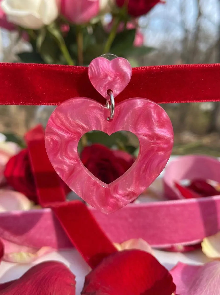 Amore Pink Heart Dangles