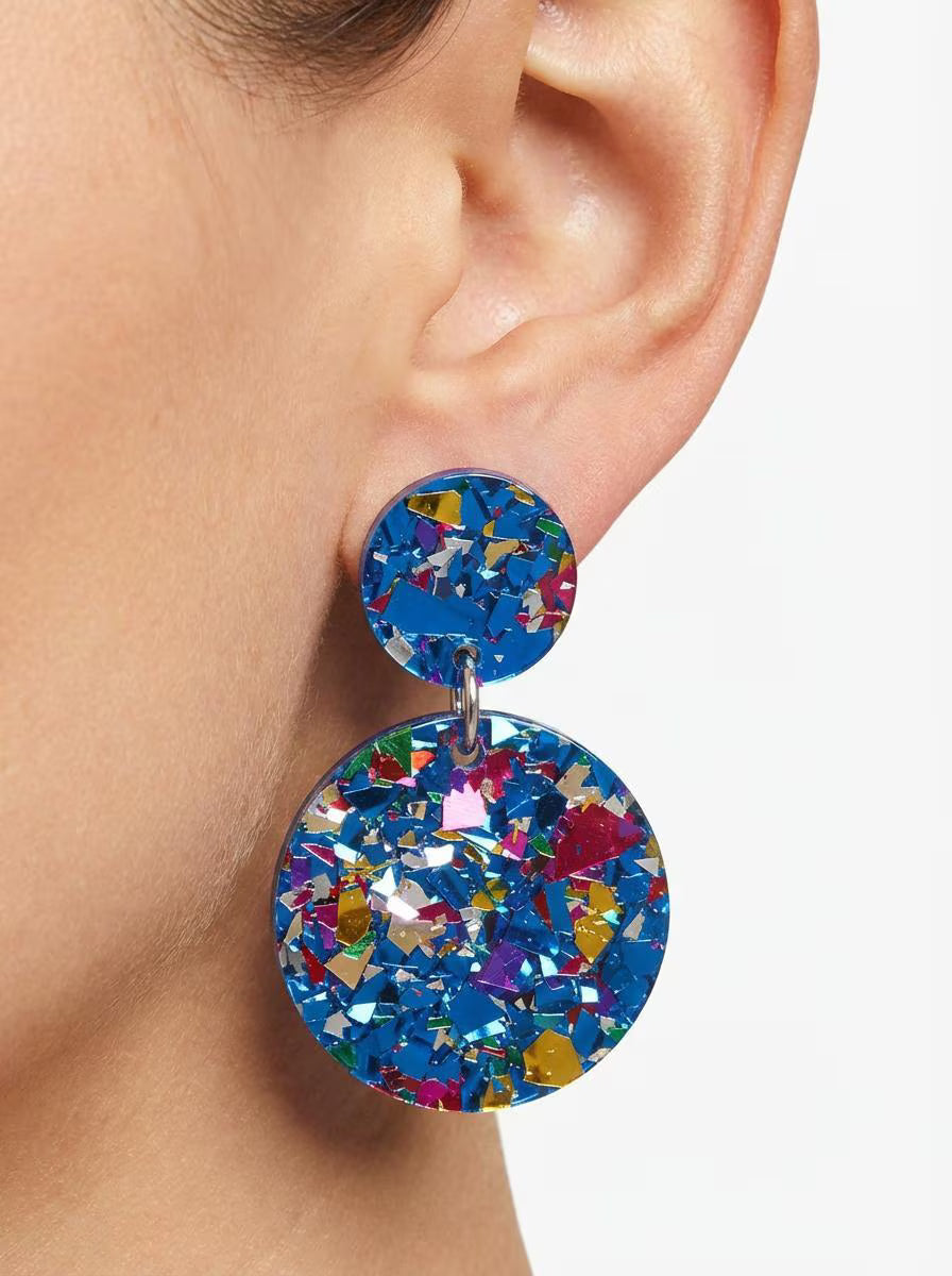 Blue Sparkly Statement Earrings