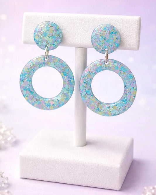 Pastel Green Glitter Hoops