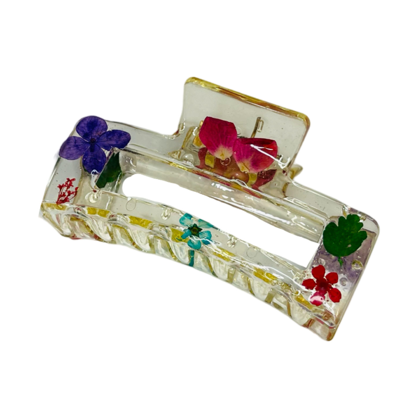 Medium Flower Rectangle Hair Claw 8cm