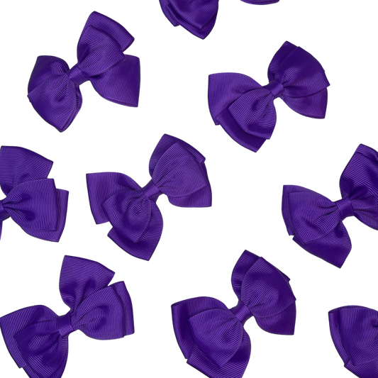 Kids Ribbon Bow Hair Clip - Dark Purple