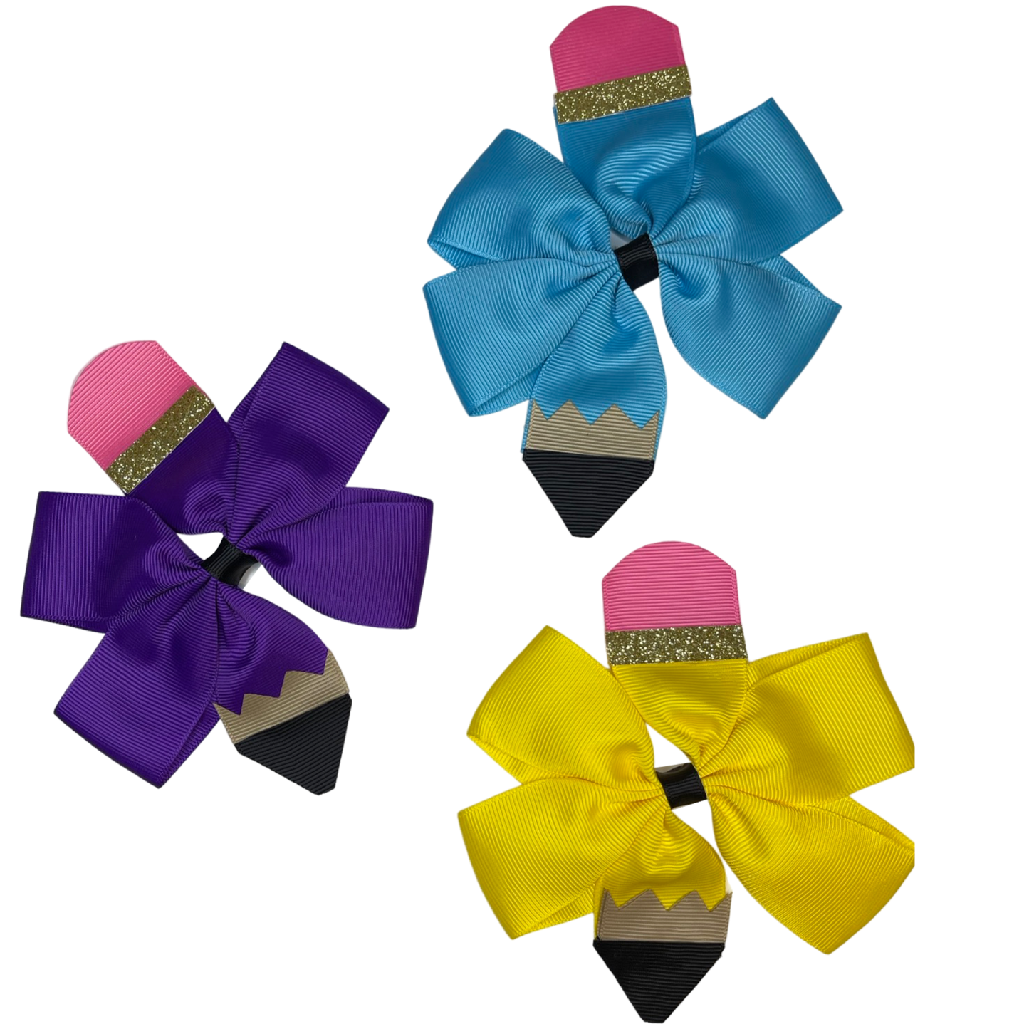 Pencil Hair Bow Clips