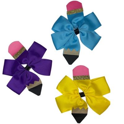 Pencil Hair Bow Clips