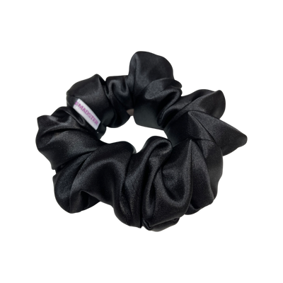 Deluxe Silk Satin Scrunchies  - Black