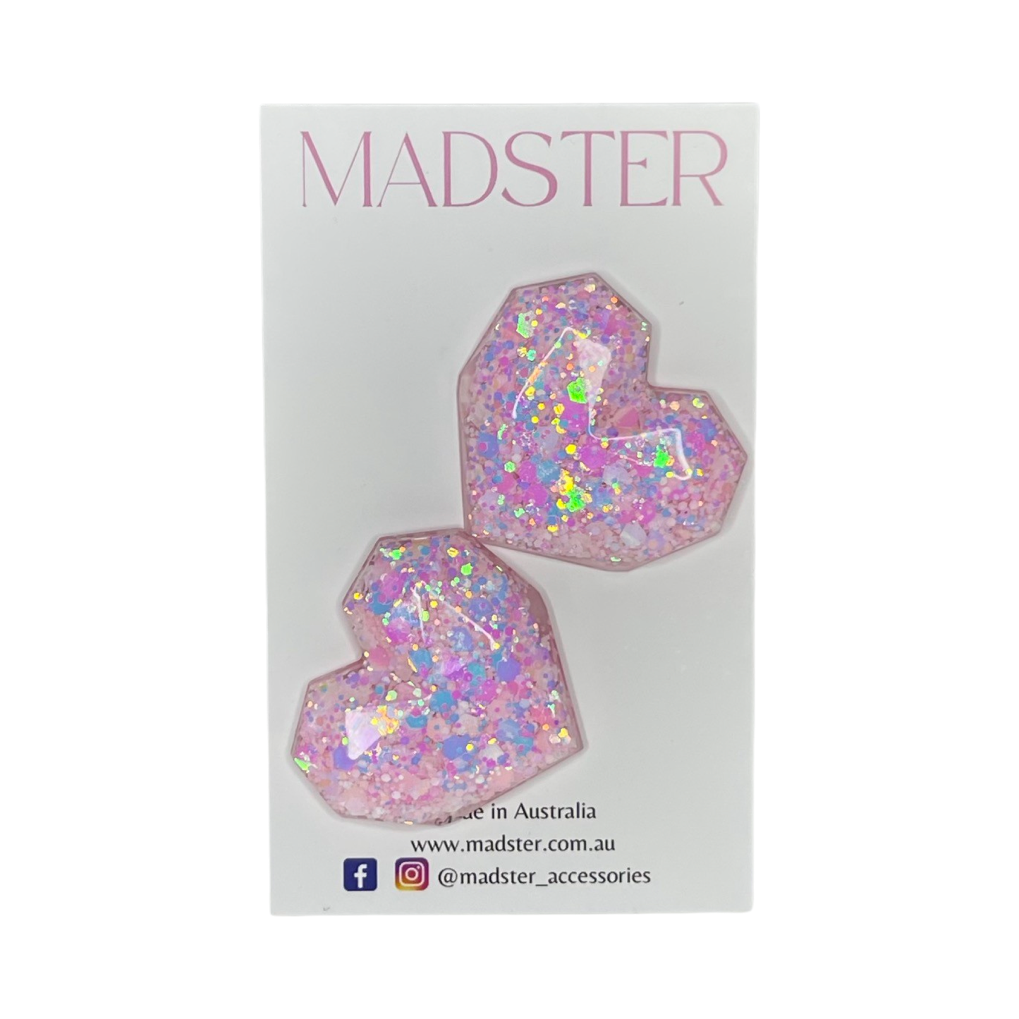 3D Large Heart Studs 35mm