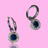 Blue Charm Hoop Earrings